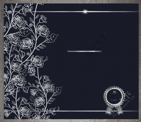 黑色花卉边框邀请函背景素材