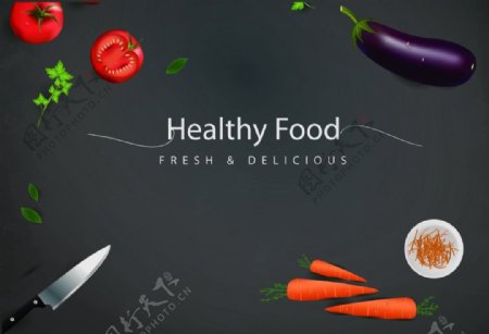 有机食物厨具海报背景素材
