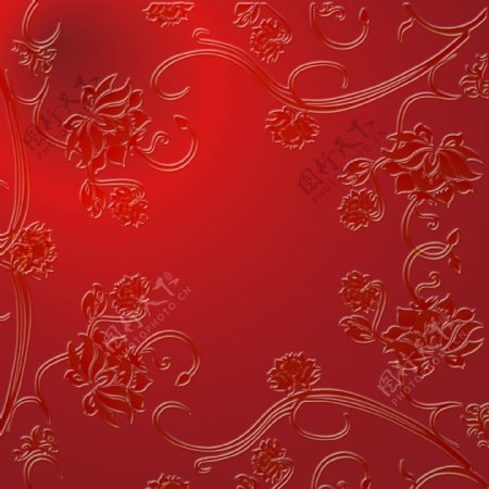 红色莲花花纹图案背景