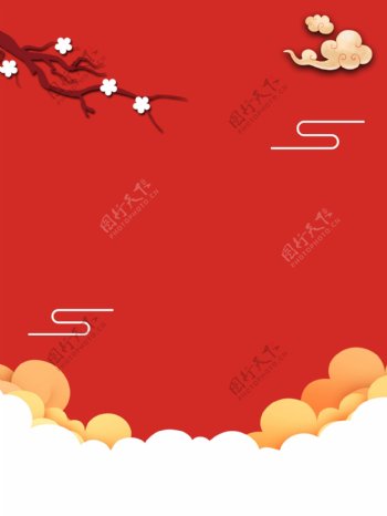 红色2019中国风新年背景设计