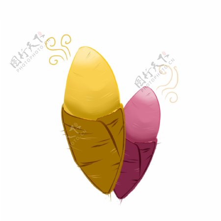 美食之紫心薯和黄心薯卡通手绘番薯素材
