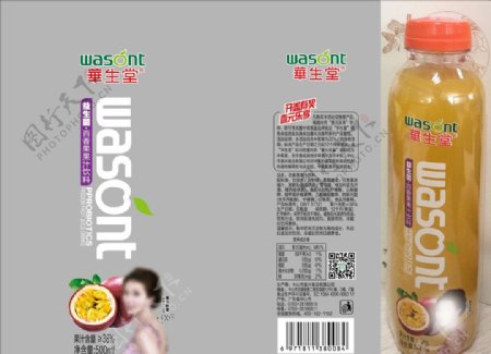 百香果汁饮料标签