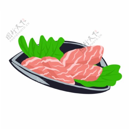 手绘美食火锅涮锅菜品系列五花肉