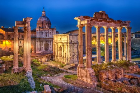 罗马建筑高清罗马柱风景画
