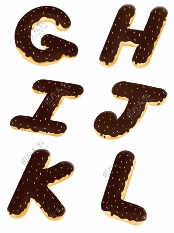 商用手绘甜甜圈食物糖衣英文字母组合2