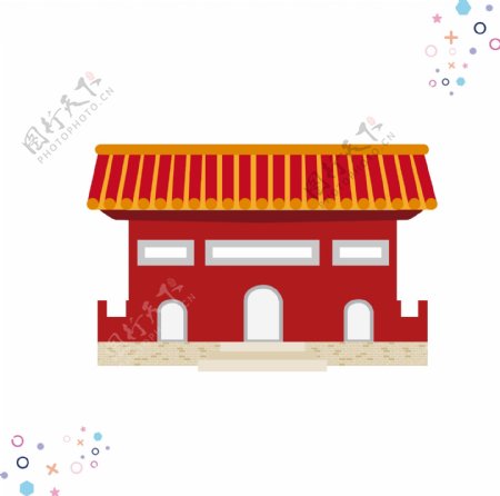 中国古代建筑矢量手绘元素背景套图9