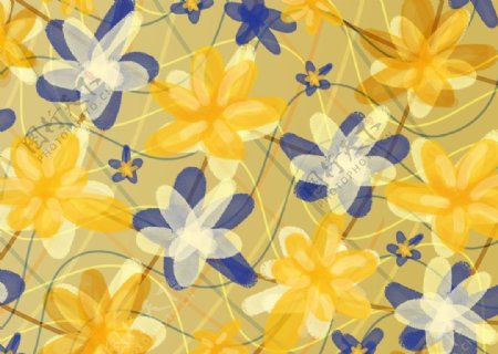 黄蓝花朵底纹花纹