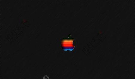 黑色调简洁的彩虹苹果桌面