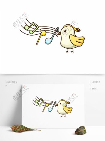 手绘唱歌的小鸟设计可商用