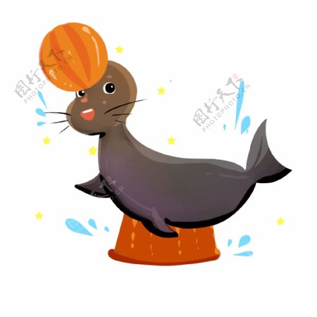 动物海豹卡通形象插画素材