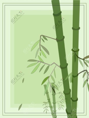 原创手绘竹节绿色背景