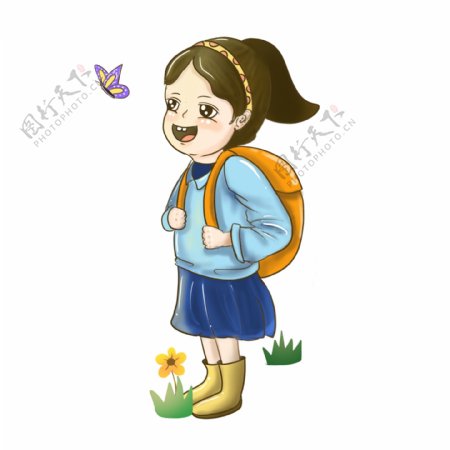 蝴蝶小女孩小学生卡通形象