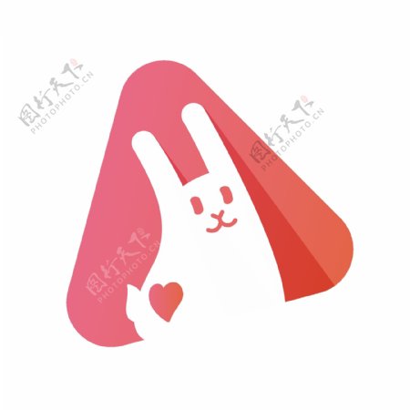 可爱爱心兔图标logo