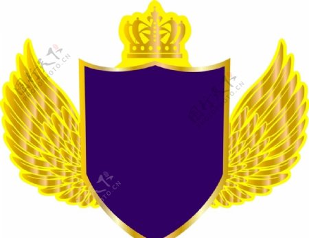 翅膀盾牌皇冠矢量图