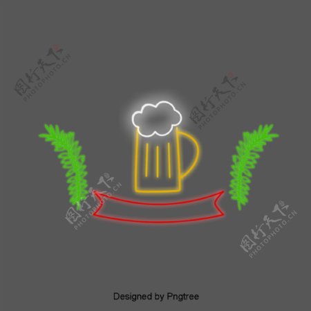 夏季冷饮啤酒卡通霓虹图案