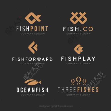 6款抽象鱼标志设计