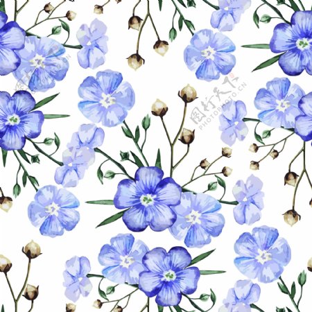 蓝色小碎花印花