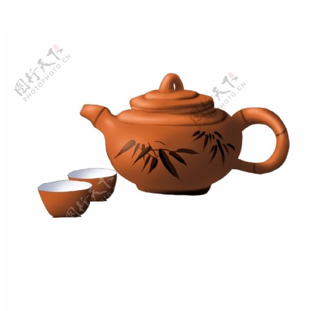 手绘中国风一套茶具设计