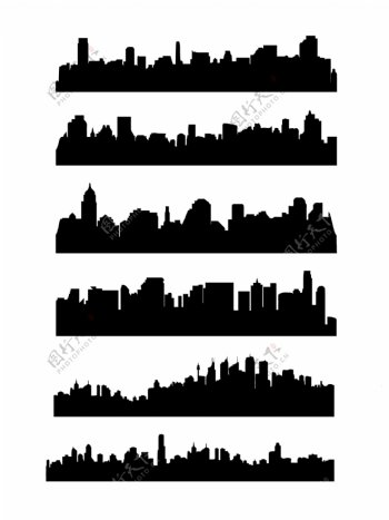 黑色城市剪影图片元素