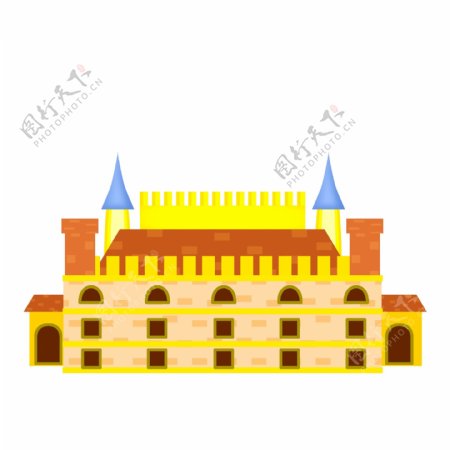 欧式建筑唯美梦幻城堡蓝色尖顶