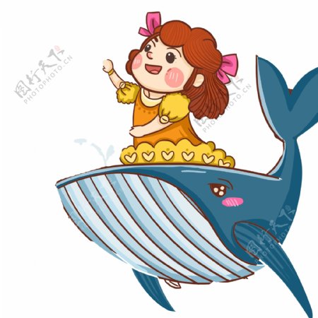 彩绘骑着鲸鱼的女孩
