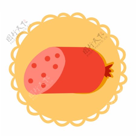 红色香肠图标插画