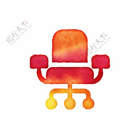 红色办公室座椅免抠图