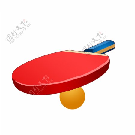 红色的乒乓球拍插画