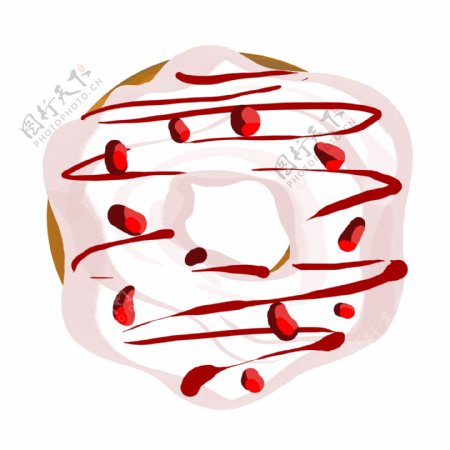 手绘红色装饰甜甜圈