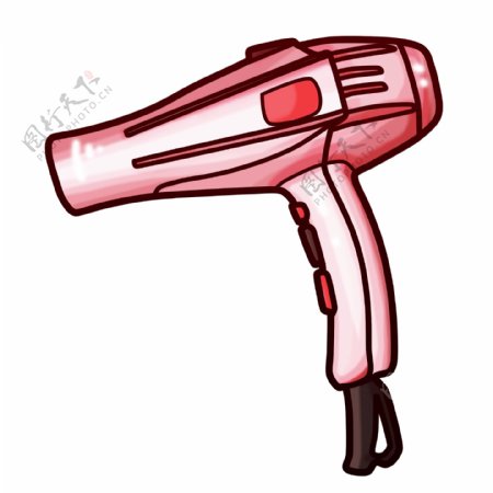 粉红色卡通吹风机插画