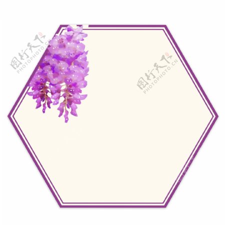 植物紫色花装饰框插画