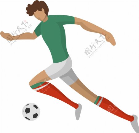 俄罗斯世界杯绿色卡通运球人物矢量图案