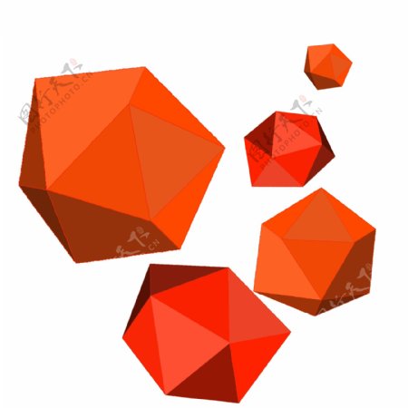 手绘橙色的立体几何