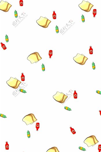 面包番茄酱背景插画