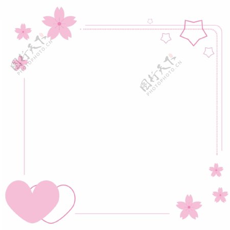 情人节粉色樱花爱情矢量边框素材免抠图