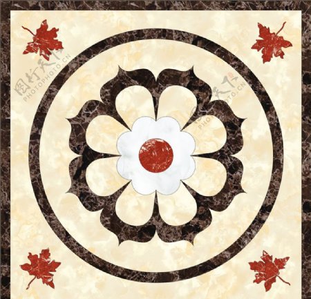 中式花纹石材大厅拼花地板