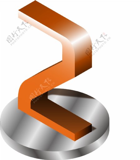 2.5D阿拉伯数字2矢量免抠PNG素材