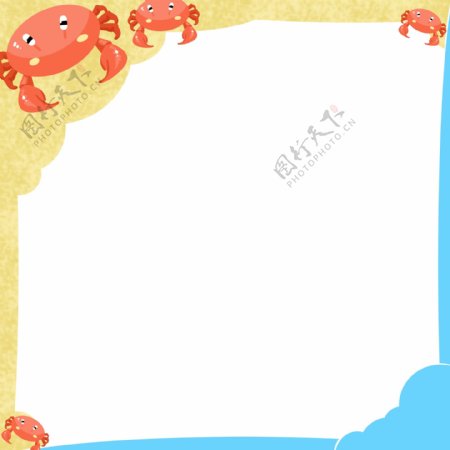 红色的螃蟹边框插画