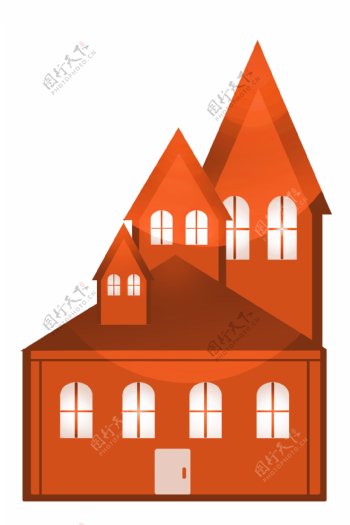 橙色尖顶房子插画
