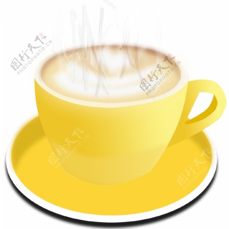 黄色冒气的咖啡插图