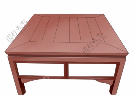 中式木质桌子插画