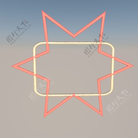 C4D六角星四边形边框