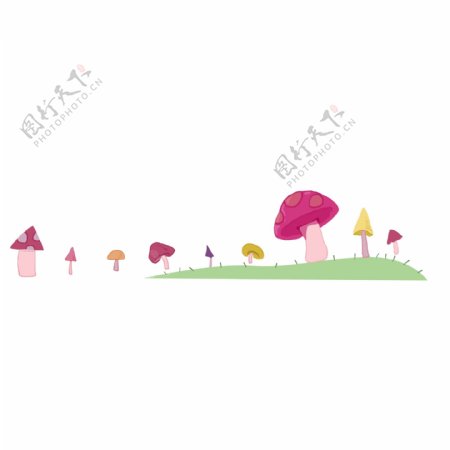 彩色蘑菇分割线插画