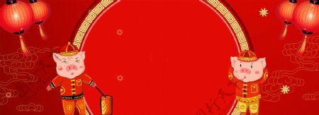新春猪年年货节红色海报背景