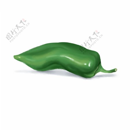 一颗绿色的写实辣椒