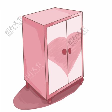 少女粉色衣柜插画