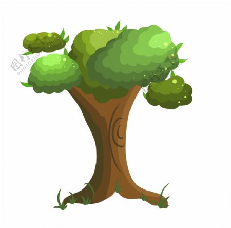 强壮的绿色大树插画