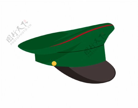 绿色军事帽子插图