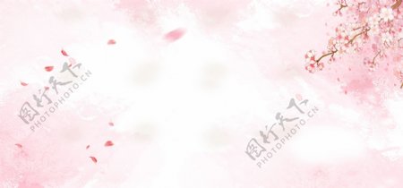 粉色花瓣梦幻白色banner背景