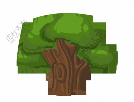 Q版卡通游戏角色场景道具绿色树木